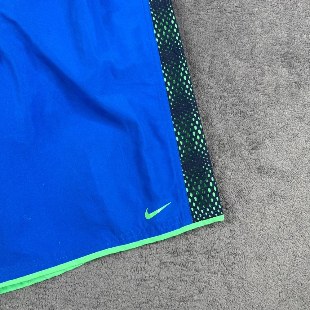 Nike Mens Swim Trunks Blue Neon Green Dot Pattern Board‎ Shorts Large